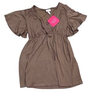 Isabel Maternity Brown Flutter Short Sleeve Modal Knit Top - Size XS - NWT
